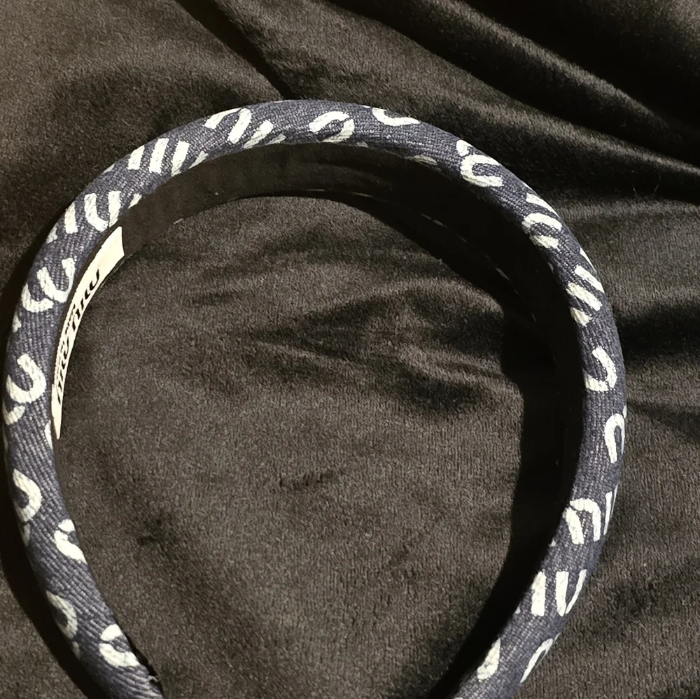 Miu Miu Navy and Silver Logo Headband